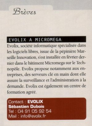 Evolix dans la Chateau-Gombert Info, Lettre trimestrielle